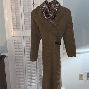 Brown Calvin Klein sweater dress.